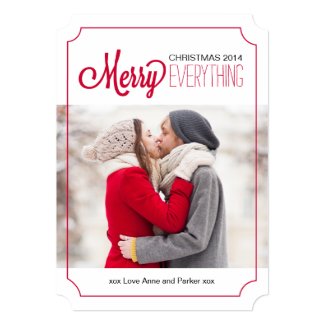 Modern Merry Everything Christmas Photo Cards Invitations
