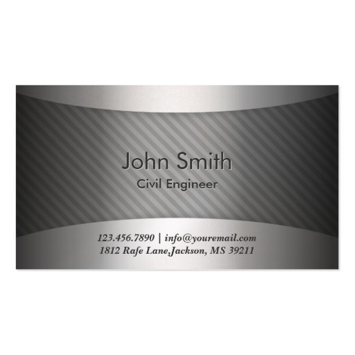 Modern Metal Civil Engineer Business Card (front side)