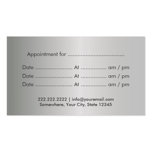 Modern Metallic Hair Salon Appointment Business Card Templates (back side)