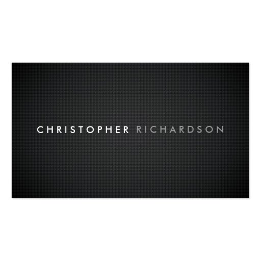 MODERN & MINIMAL on BLACK FABRIC Business Card Templates (front side)