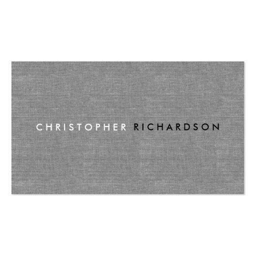 MODERN & MINIMAL on GRAY LINEN Business Card Templates (front side)