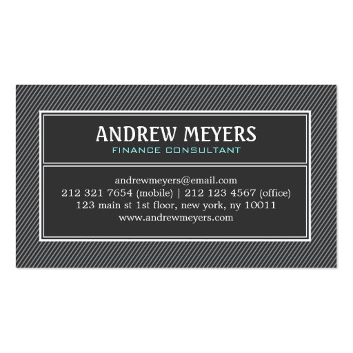 Modern Minimalist Black Consultant Business Card (front side)