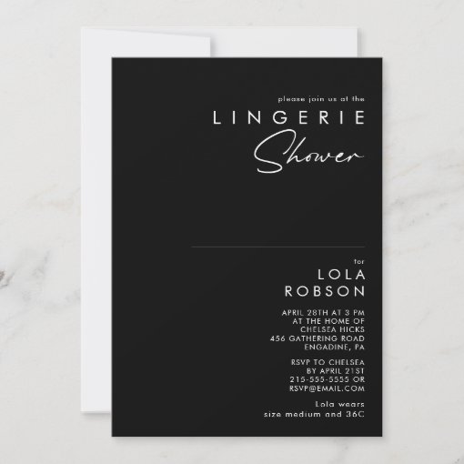 Modern Minimalist Black Lingerie Shower Invitation Zazzle