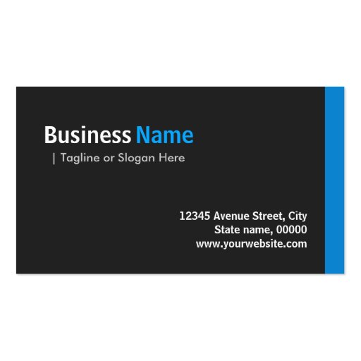 Modern Minimalist - Clean Black and Blue Business Cards (back side)