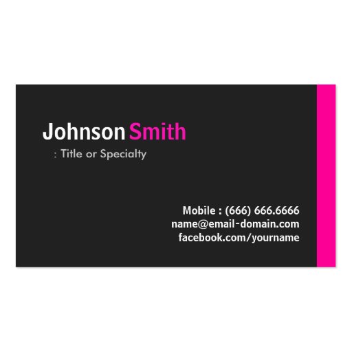 Modern Minimalist - Clean Black and Pink Business Card Template (front side)