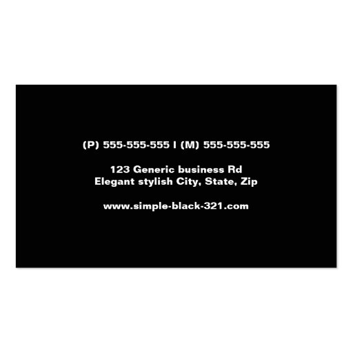 Modern minimalist elegant black professional business card (back side)