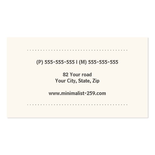 Modern minimalist generic off-white business card (back side)