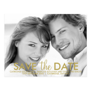 Modern Minimalist Gold Save the Date Postcard