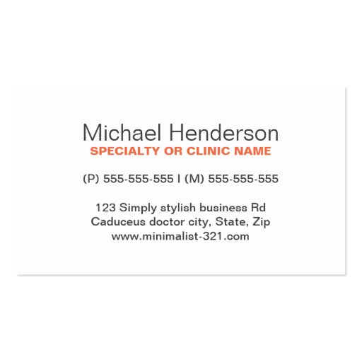 Modern minimalist gray medical doctor caduceus business card templates (back side)