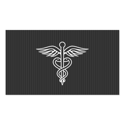 Modern minimalist gray medical doctor caduceus business card templates (front side)