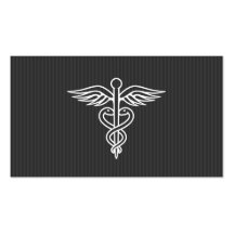 Modern minimalist gray medical doctor caduceus business card templates