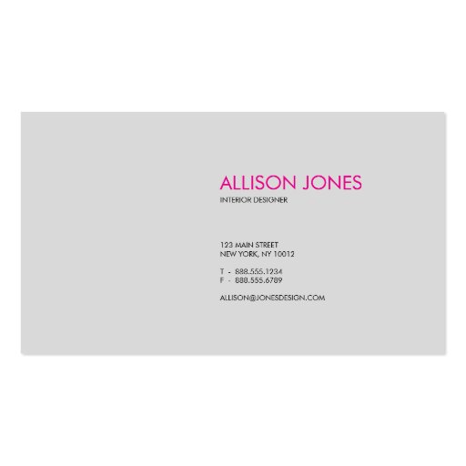 Modern Minimalist Hot Pink Business Card (back side)