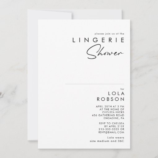 Modern Minimalist Lingerie Shower Invitation Zazzle