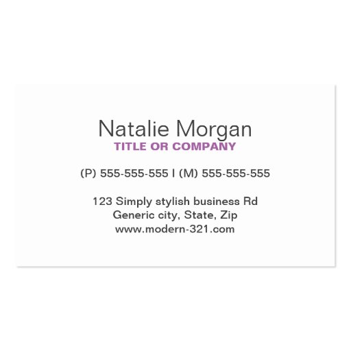 Modern minimalist purple writer publisher editor business cards (back side)