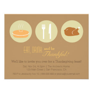 Modern Minimalist Thanksgiving Dinner Party Announcement