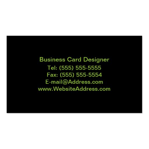 Modern Minimalistic Black/Lime Green Business Card (back side)