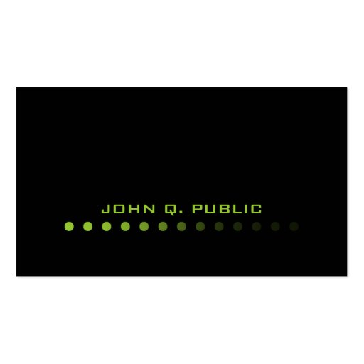 Modern Minimalistic Black/Lime Green Business Card (front side)