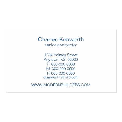 Modern Minimalistic Business Card, Royal Blue (back side)