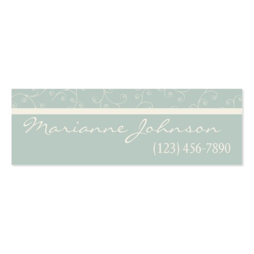 Modern Mint Green Swirl Profile Card Business Card Template (front side)