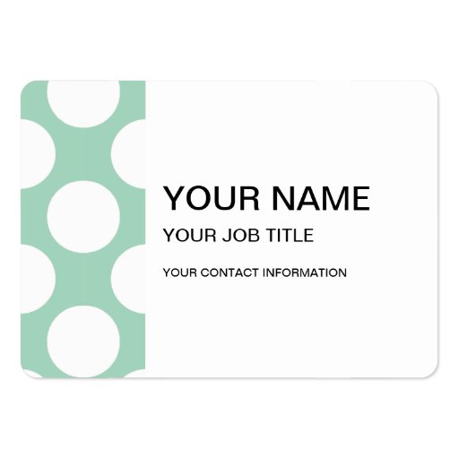 Modern Mint Green White Polka Dots Pattern Business Card (front side)