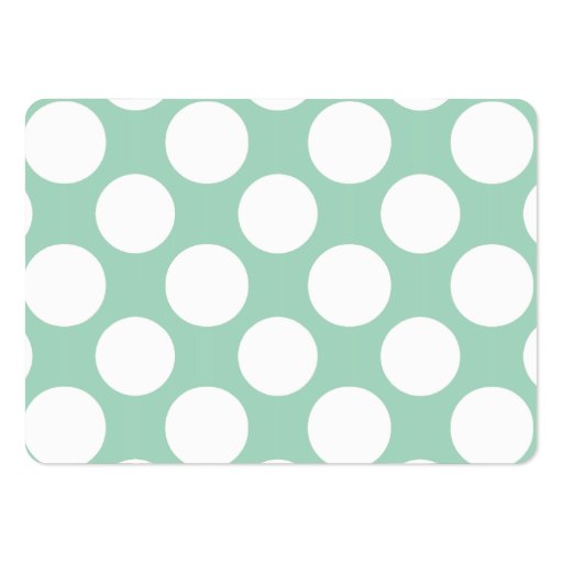 Modern Mint Green White Polka Dots Pattern Business Card (back side)