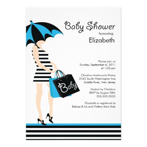 Modern Mod Mom Boy Baby Shower Personalized Announcements