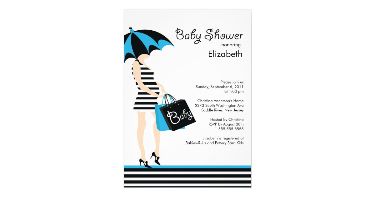Modern Mod Mom Boy Baby Shower Personalized Announcements