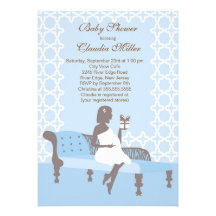 Modern Mom blue boy Baby Shower Invitation