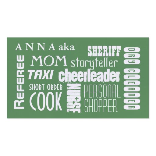 Modern Mom calling card green Business Cards