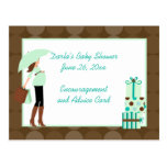 Modern Mom (Green) Baby Shower Advice Cards Postcard