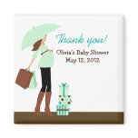 Modern Mom (Green) Baby Shower Favor Magnet