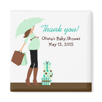 Modern Mom (Green) Baby Shower Favor Magnet