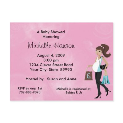 Modern Mom Pink Baby Shower Invitation Postcards by Designdivaad