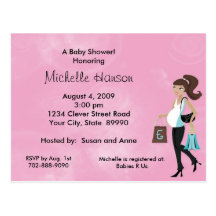Modern Mom Pink Baby Shower Invitation Postcards