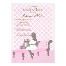 Modern Mom Pink Girls Baby Shower Invitation