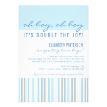 Modern Mom Twin Boy Baby Shower Invitation