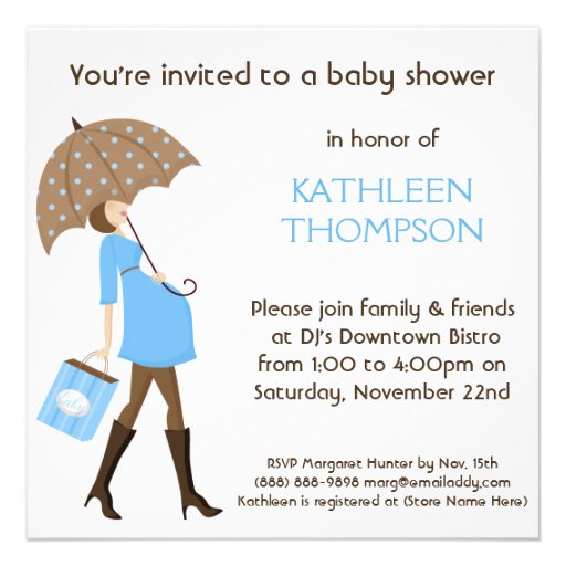 Modern Mommy Baby Bump BOY Shower Party Custom Invitations