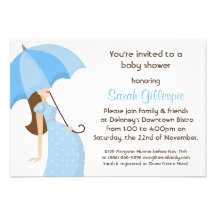 Modern Mommy Blue Boy Baby Shower Party Custom Announcements