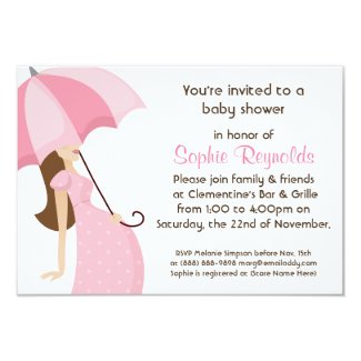 Modern Mommy Pink Baby Shower - Girl 3.5x5 Paper Invitation Card