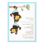 Modern Monkey Twin Boys Baby Shower Invitation