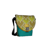 Modern Monogram Aqua Lime Yellow Geometric Pattern Commuter Bag