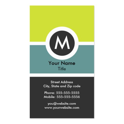 Modern Monogram Business Card