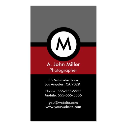 Modern Monogram Business Card (front side)
