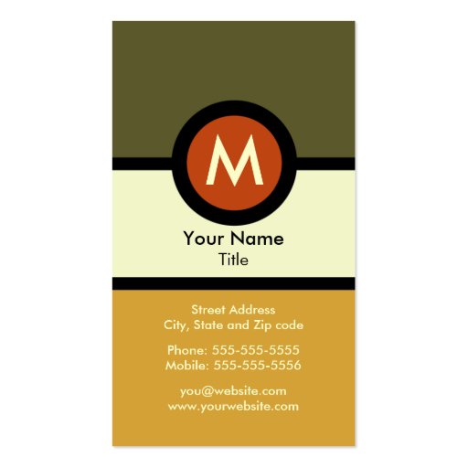Modern Monogram Business Card (front side)