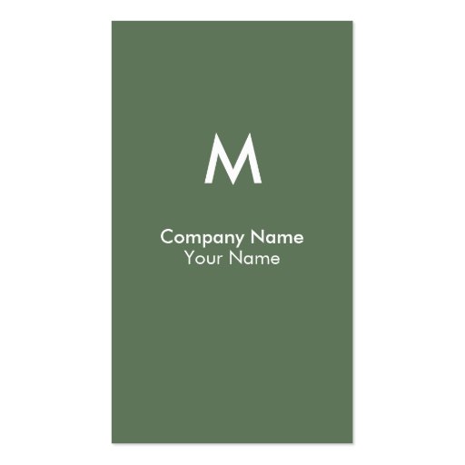 Modern Monogram Business Card - Green/Brown (back side)