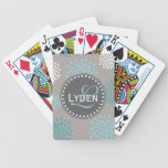 Modern monogram gift gray blue teal playing cards