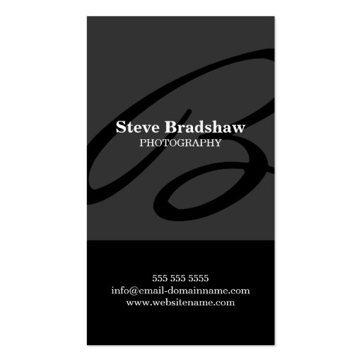 Modern Monogram Gray Business Cards (front side)