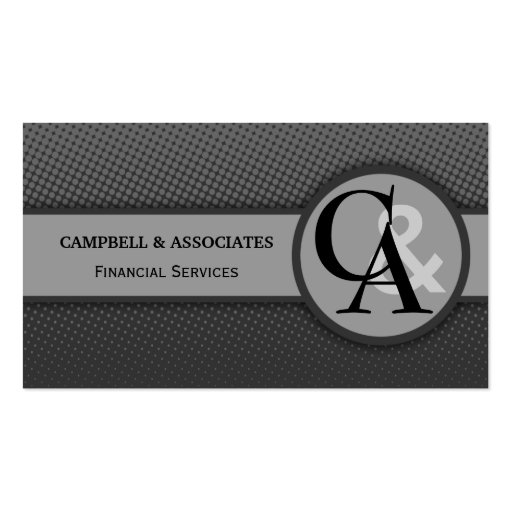 Modern Monogram Gray Business Cards (front side)