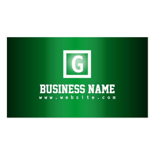 Modern Monogram Green Metal Business Card