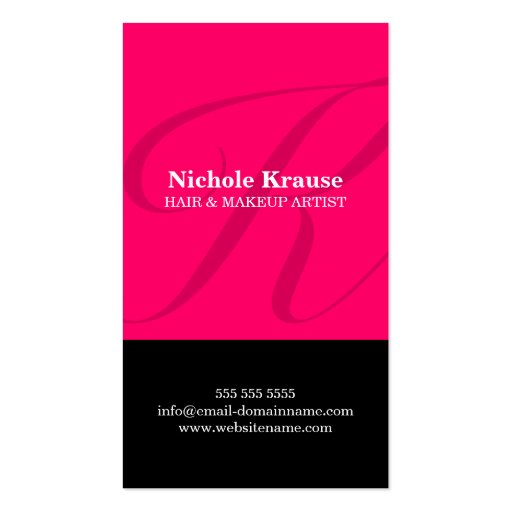 Modern Monogram Hot Pink Business Cards (front side)